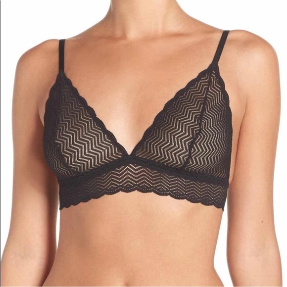 Cosabella Sweet Treats Black Mesh Triangle Bralette with Lace Trim - Picture 1 of 10